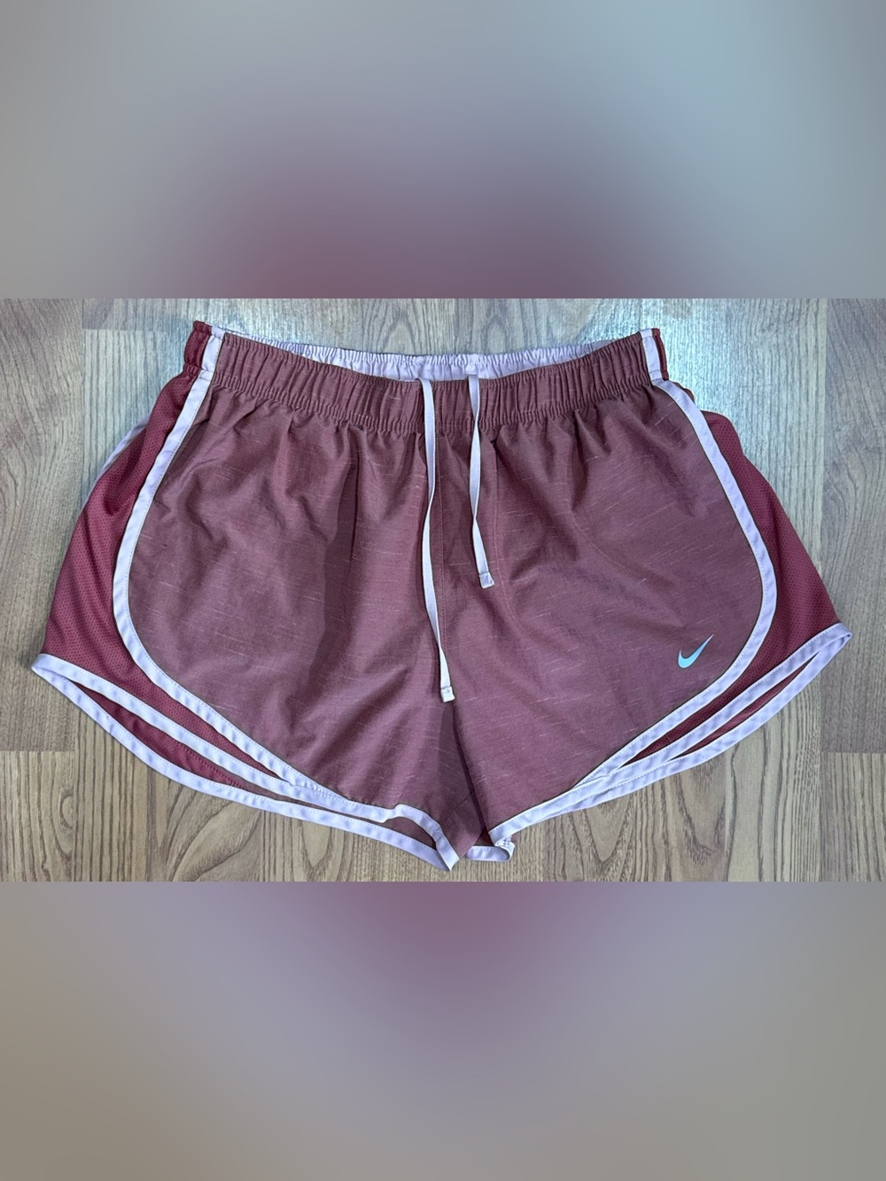 ❤️ Nike Women's Large Dri-Fit Mauve Pink Active Drawstring Shorts Lined (B17)